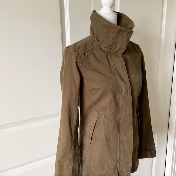 Aether Outlook Olive Green Button Front Cotton Field Jacket - Picture 5 of 16